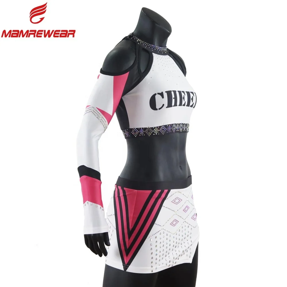 Wholesale custom youth cheerleader costume cheerleading uniforms with Rhinestone