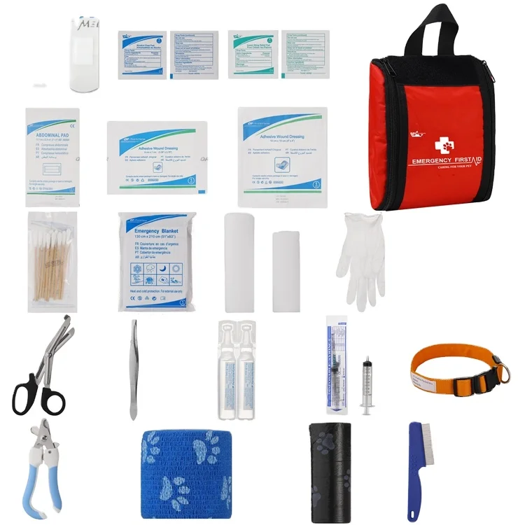 Factory Price customized portable outdoor pet first aid bag nylon first aid kit for dogs cats