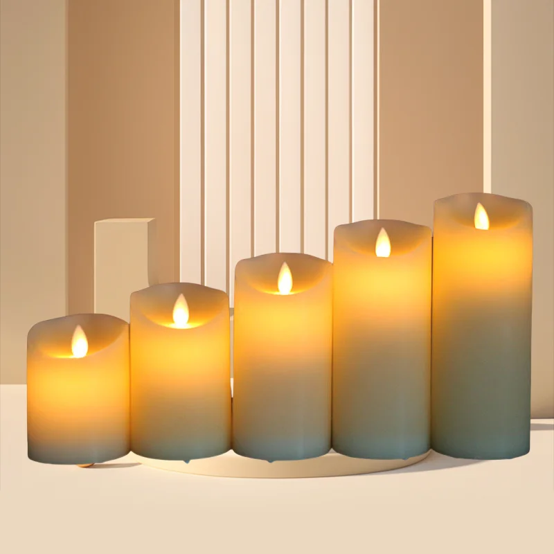 set of 9 Remote Control with Battery Operated Decorative Led Candles Real Wax Pillar Flameless Candles Lights