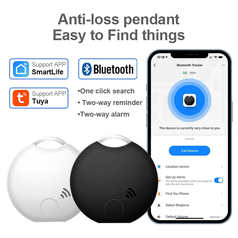 OEM logo long standby pet tracker Tuya Smart ringtone smart tracker key finder locator tracking device