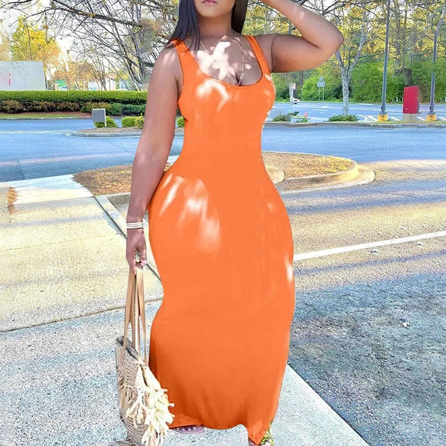 2022 Летняя распродажа модный буквенный принт плюс размер майка облегающее женское платье макси в XL-5XL Длинные повседневные платья для