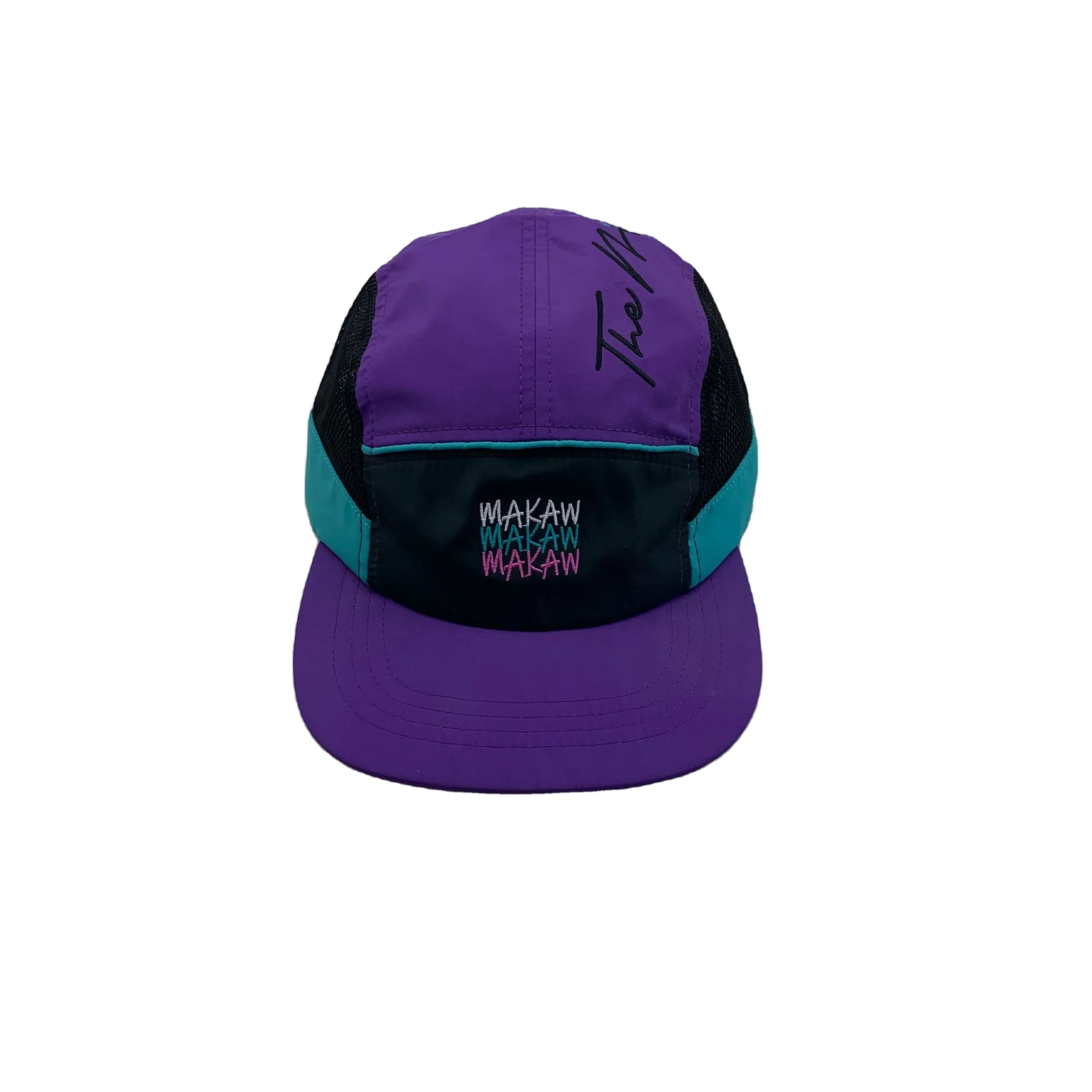 Factory Oem Custom 5 Panel Camp Hat Polyester Camp Hat Nylon Fashionable High Quality Flat Brim 5 Panel Camp Caps