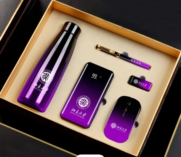 New Luxury Business Gift Sets Innovative Wooden Thermos Mouse Powerbank Metal Pen 8G USB with USB 3.0 Interface