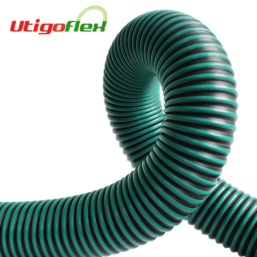 Flexible TPR duct hose with green stripe in good abrasion resistance