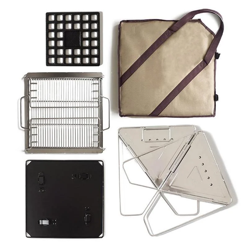 
Folding Campfire Grill Camping Fire Pit Portable Over Fire Camp Grill Outdoor Wood Stove Burner With Carrying Bag 