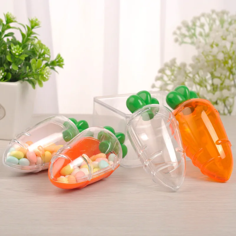 Factory Direct Supply Creative Carrot Plastic Transparent Candy Box Easter Chocolate Plastic Candy Boxes