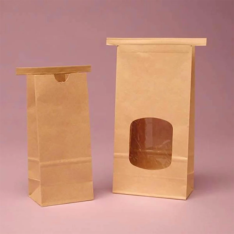 Manufacturers Food grade breakfast Recyclable Sos Brown Kraft Paper Bag With Your Own Logo