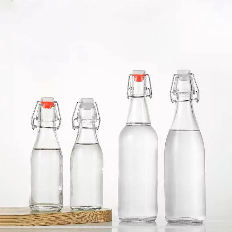 Swing Top Clear Glass Brewing Bottles 60ml 150ml 250ml 500ml 750ml 1000ml Capacities Beverage Screen Printing Surface Handling