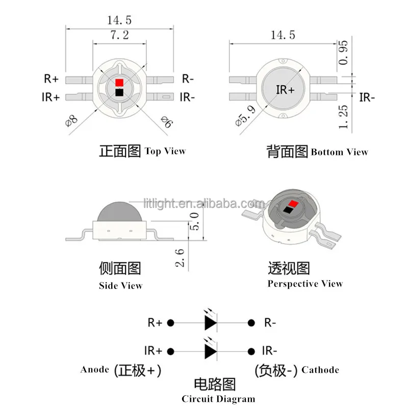HP 660nm+850nm 6W size
