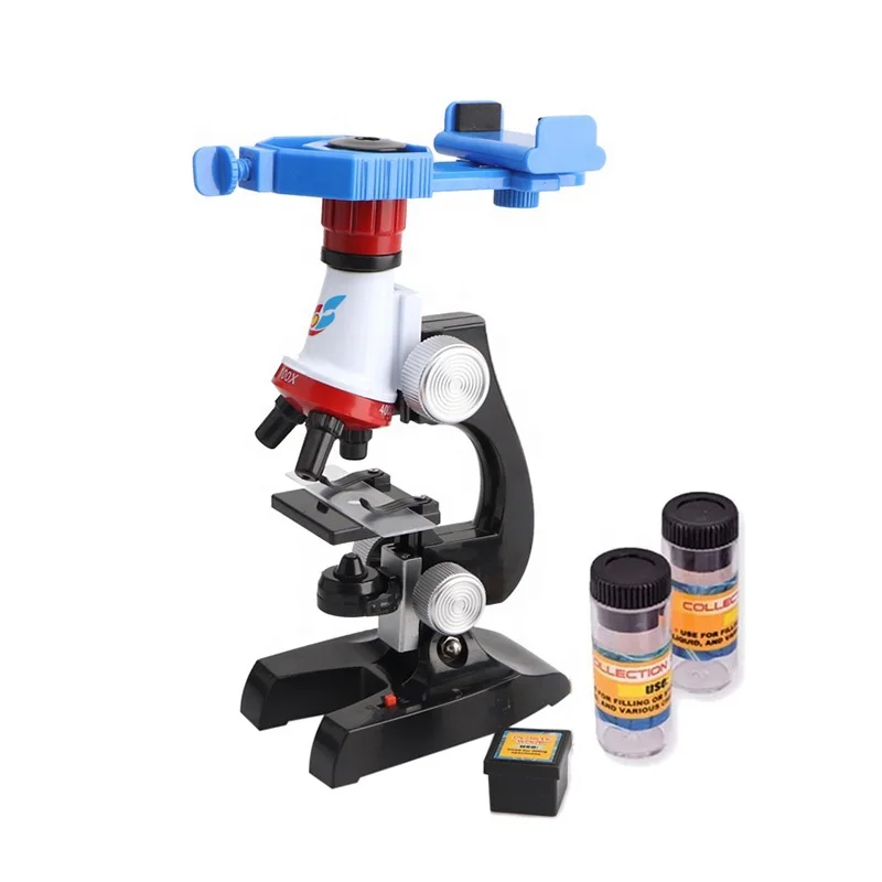 Учебный научный набор инструментов микроскоп со светодиодом 100X 400X и 1200X увеличением для детей начинающих