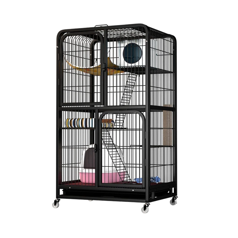 Luxury Black Large Trap Cage Easy To Clean Rabbit Cage With Wheel