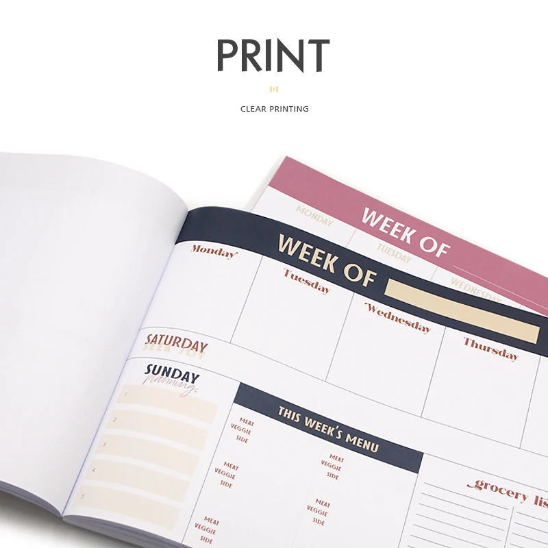 Printing Service Custom Cardboard Cover diary notebook weekly monthly planner calendar notepad