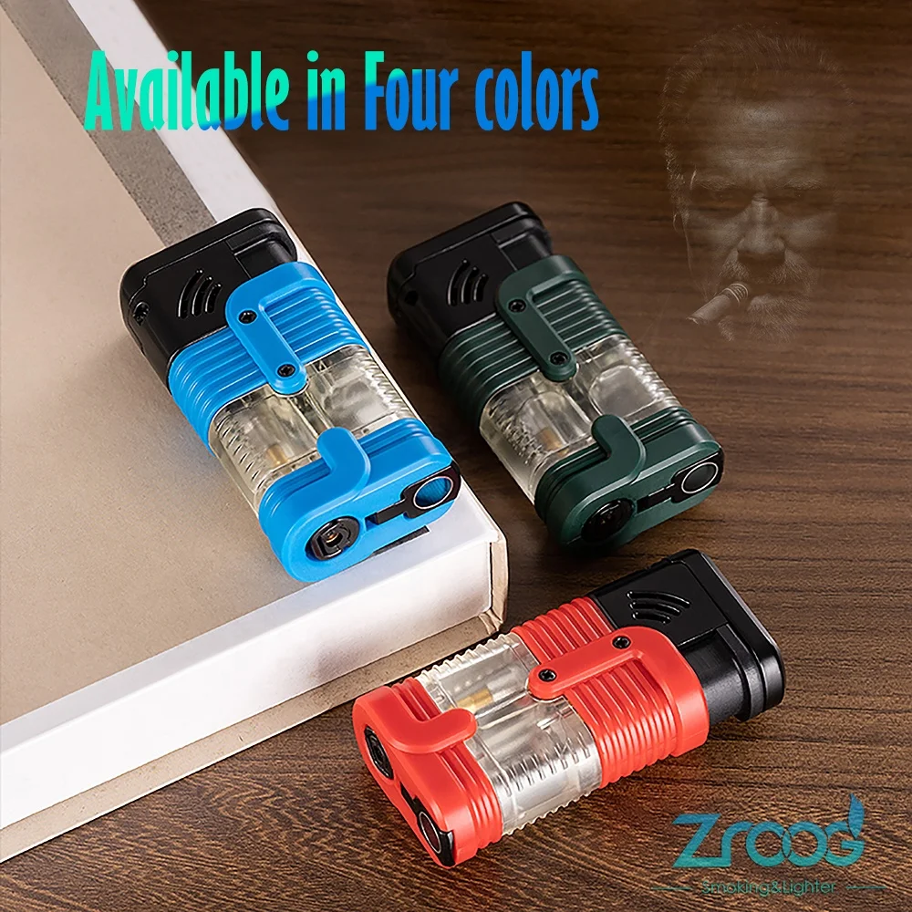Torch Lighter Triple 3 Jet Flame Adjustable Lighter Windproof Refillable Butane Gas Lighter Fuel Visible Pocket Lighter