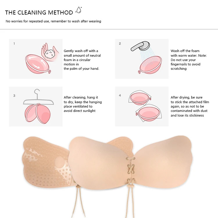 Adhesive Bra DGCHIC Multi-color Polyolefin Gel Push Up Front Closure Drawstring Bra Seamless Solid Bra