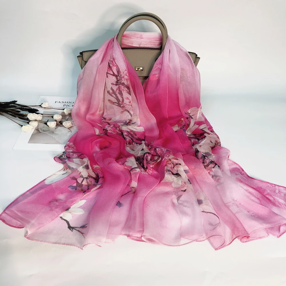 2021 год, Ханчжоу, оптовая продажа, роскошный дизайн, элегантный 100% чистый шелк, 5 Муми, 110*180 см, Женский шифоновый длинный шарф