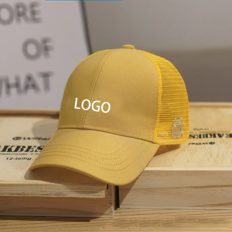Adults 6 Panel Mesh Trucker Cap, 100% Cotton Custom Embroidery Plain Mesh Trucker Hat