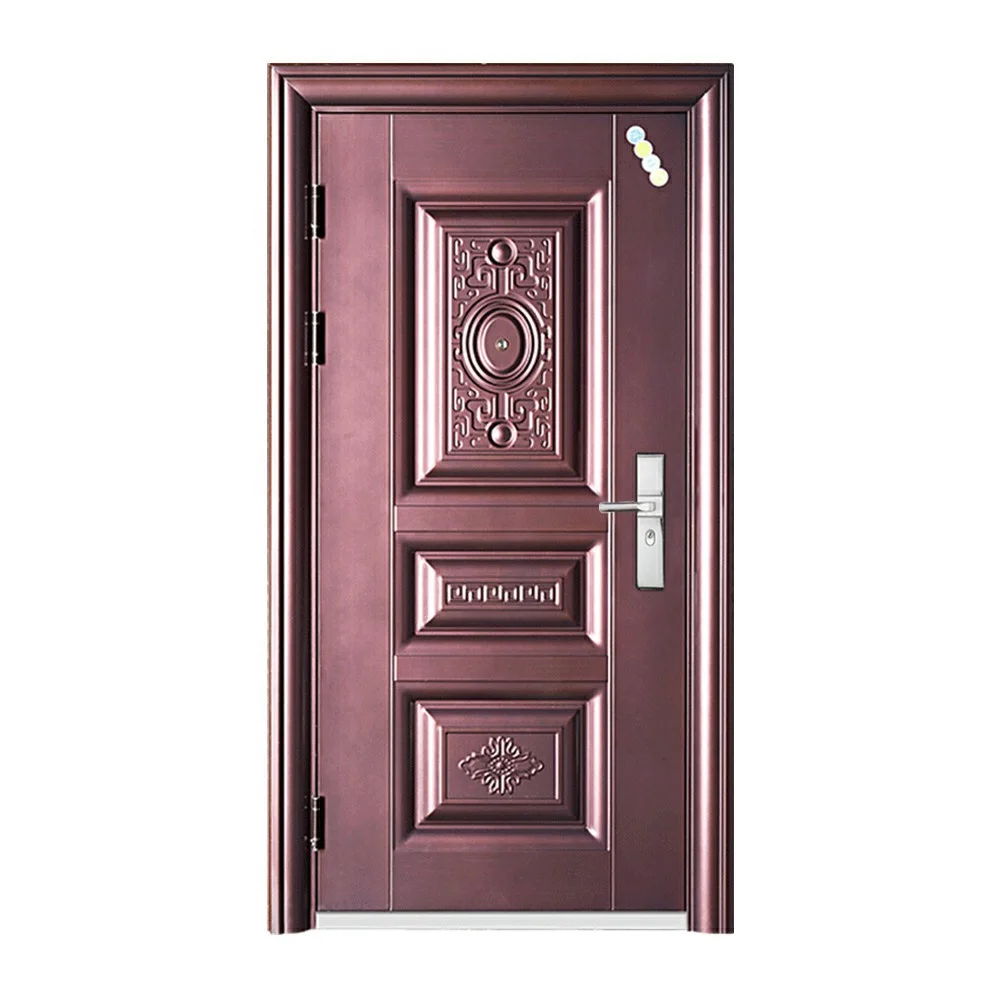 Limited Time Discount Cold Rolled Zinc Alloy GI Front Entry Doors High-end Color Steel Doors With Double Movable Handle