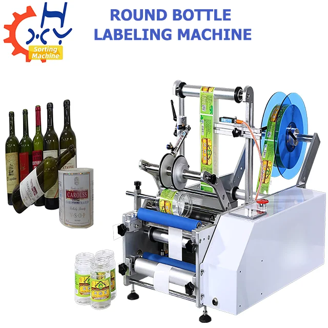 Y- pack Simple Semi Automatic  Round Bottles Plastic Glass Container  Labeling Machine