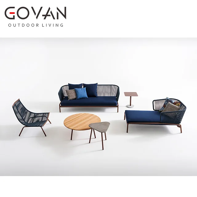 Садовая мебель Новое поступление современный стиль уличный трехместный диван из нержавеющей стали для внутреннего дворика и отеля