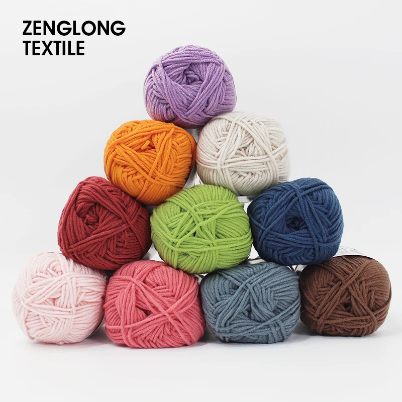 ZENGLONG 100% cotton 4ply 50g 62 colors knitting fancy yarn dyed milk cotton wool crochet 4 ply knitted yarn