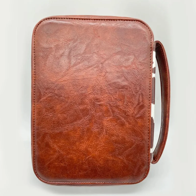 Wholesale Women Fabric Bible Case Zipper Multi Pocket Cowhide Leopard Leather Bible Cover