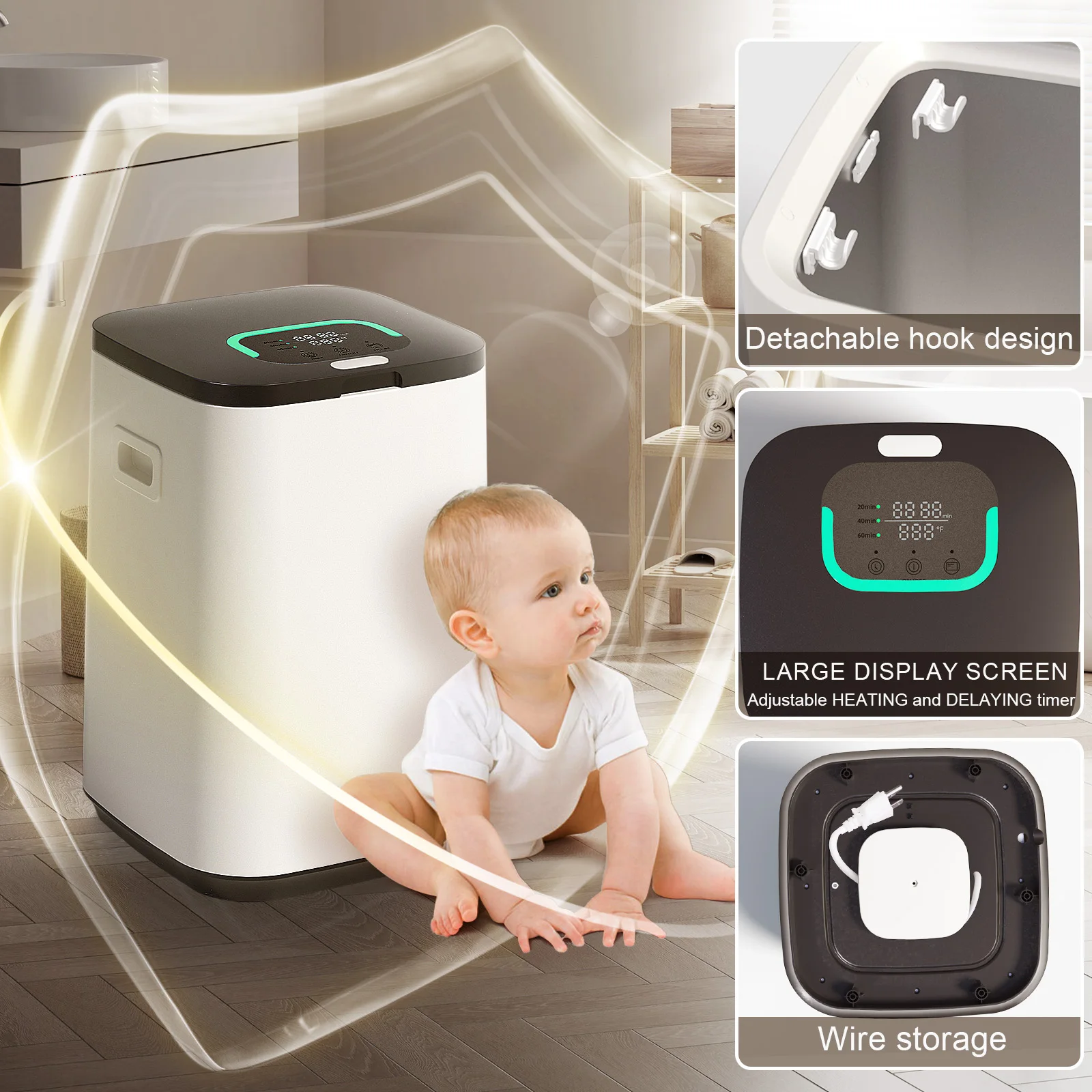 Large Towel Warmer Bucket 23L Large Capacity, Push-Button Temperature Adjustment, Automatic Temperature Rise