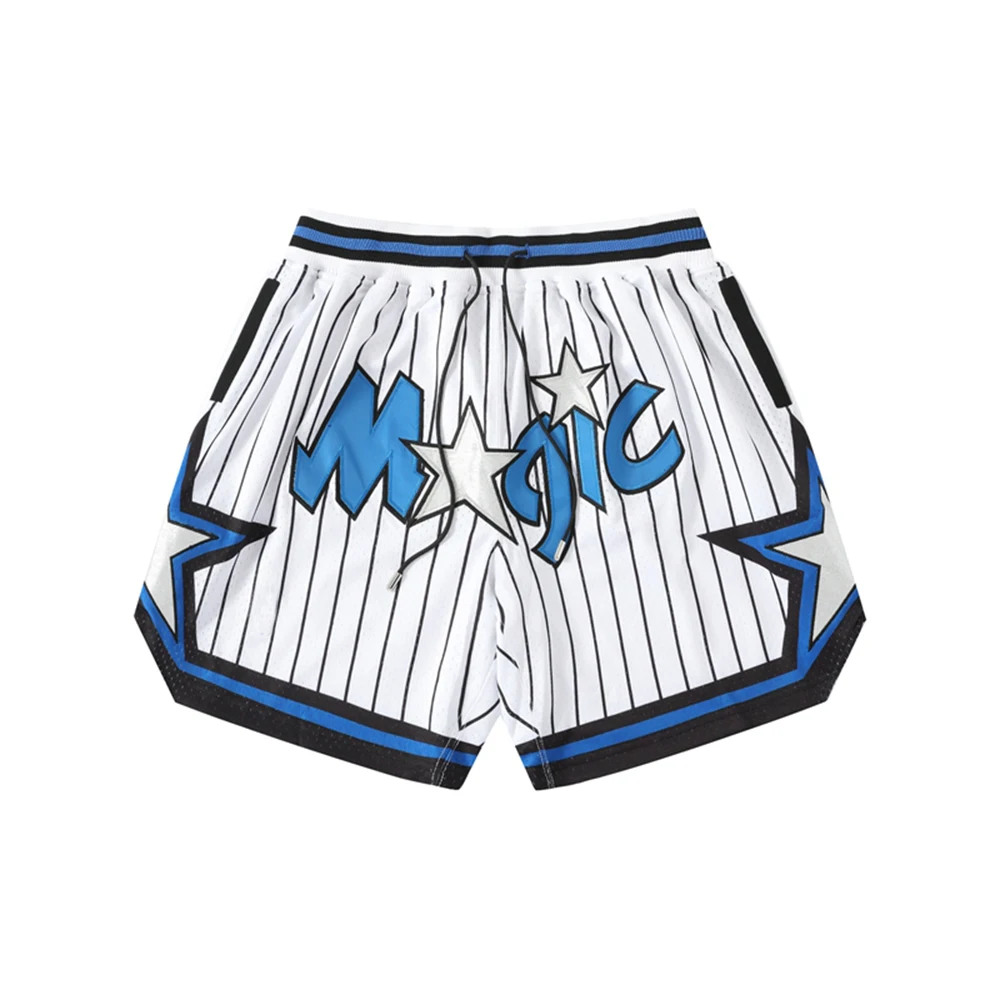 Wholesale custom logo polyester spandex fitness shorts embroidery color block sports summer basketball casual shorts for men