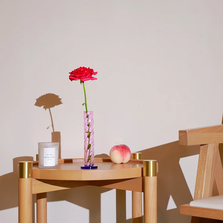 Home Decor Colored Twist Tube Glass Vase European Table Glass Flower Vase Cylinder Glass Vase