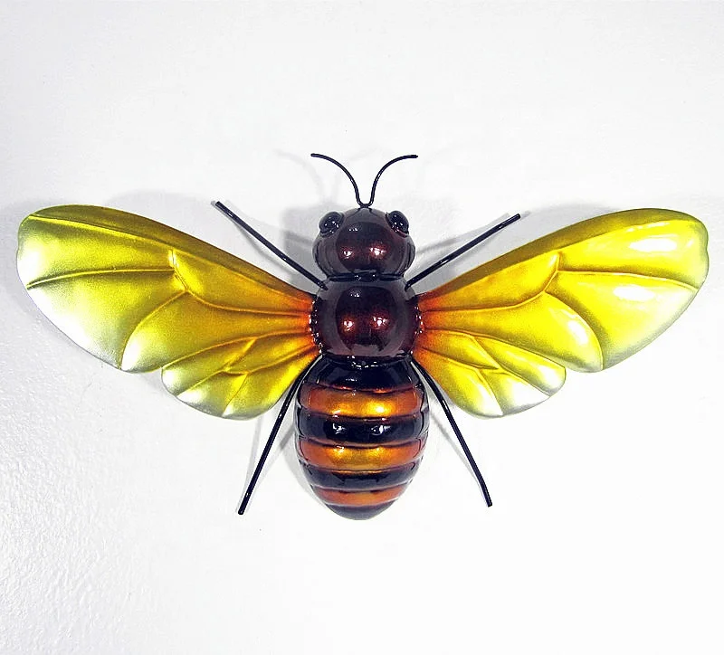 BETTER Beautiful Handcrafted 3D Metal Bee Shaped Wall Art Mural Decor