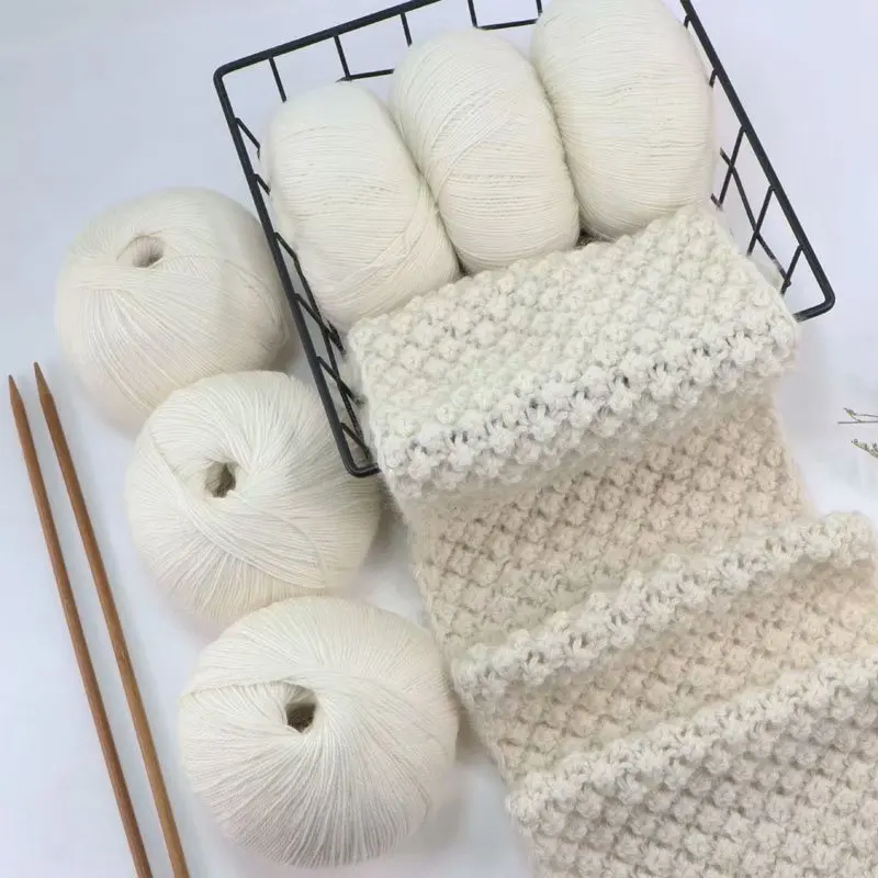  Hot Sale Soft Three strand 16 Hand knitted Fine Wool Yarn Various Colors 100% Scarf and Towel