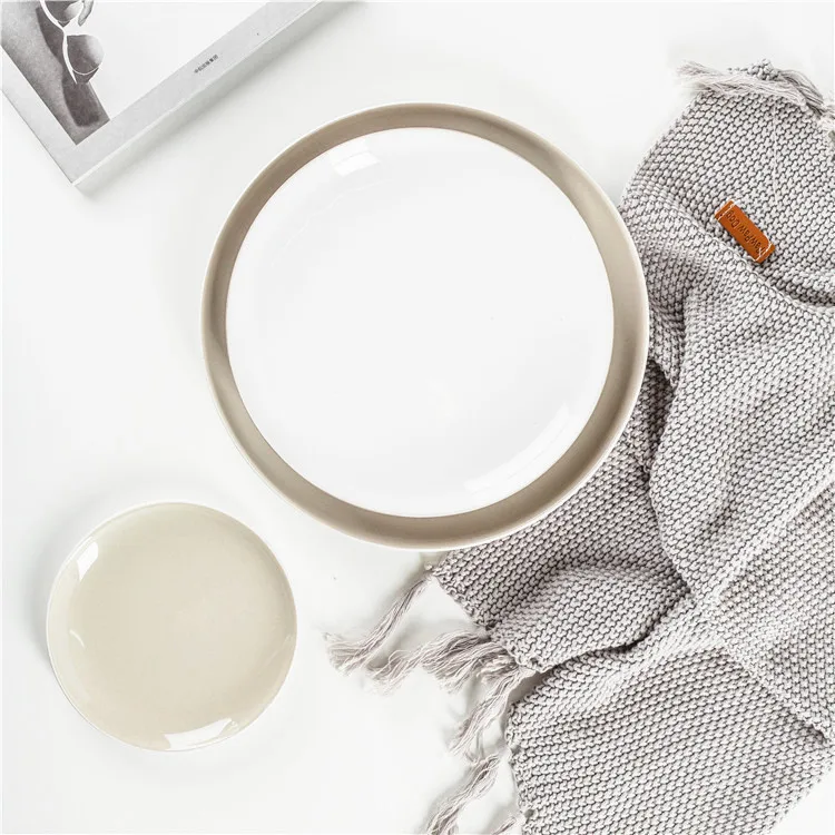Modern minimalism style round home and hotel dish ceramic plate white plate ceramic
