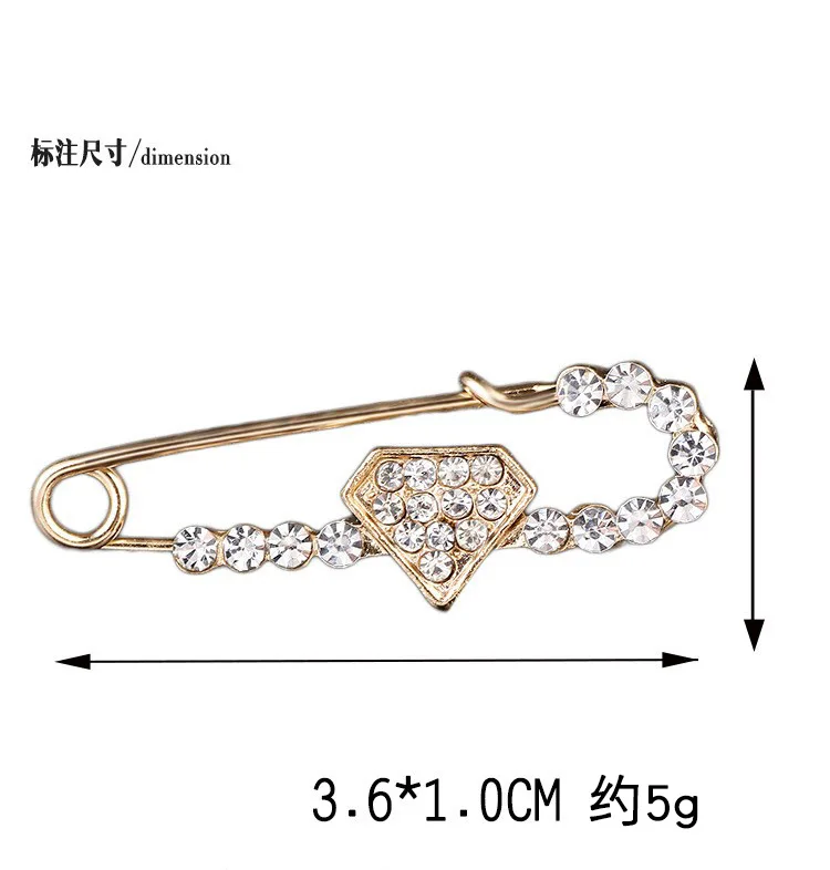 Fashion Charm Women Wedding Crystal Safety Accessories Brooch Pins for Women
