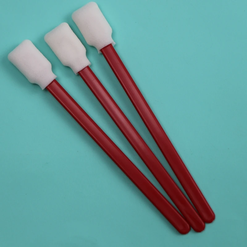 707 Lint Free Open-cell Rectangle Sponge Stick Red Handle Car Cleaning Foam Swab Stick Cotton Bud