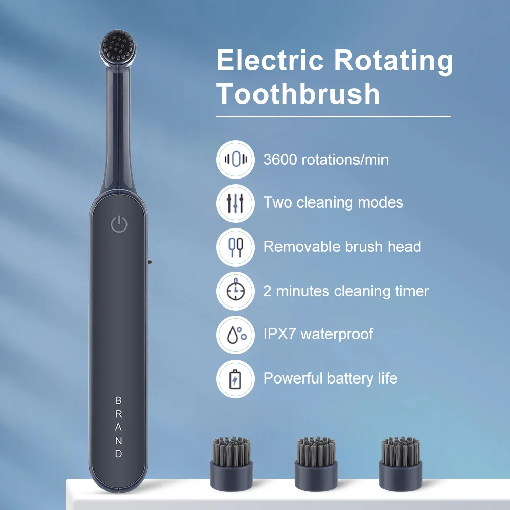 Popular adult electric rotary toothbrush household waterproof soft bristle vibrating portable toothbrush wholesale