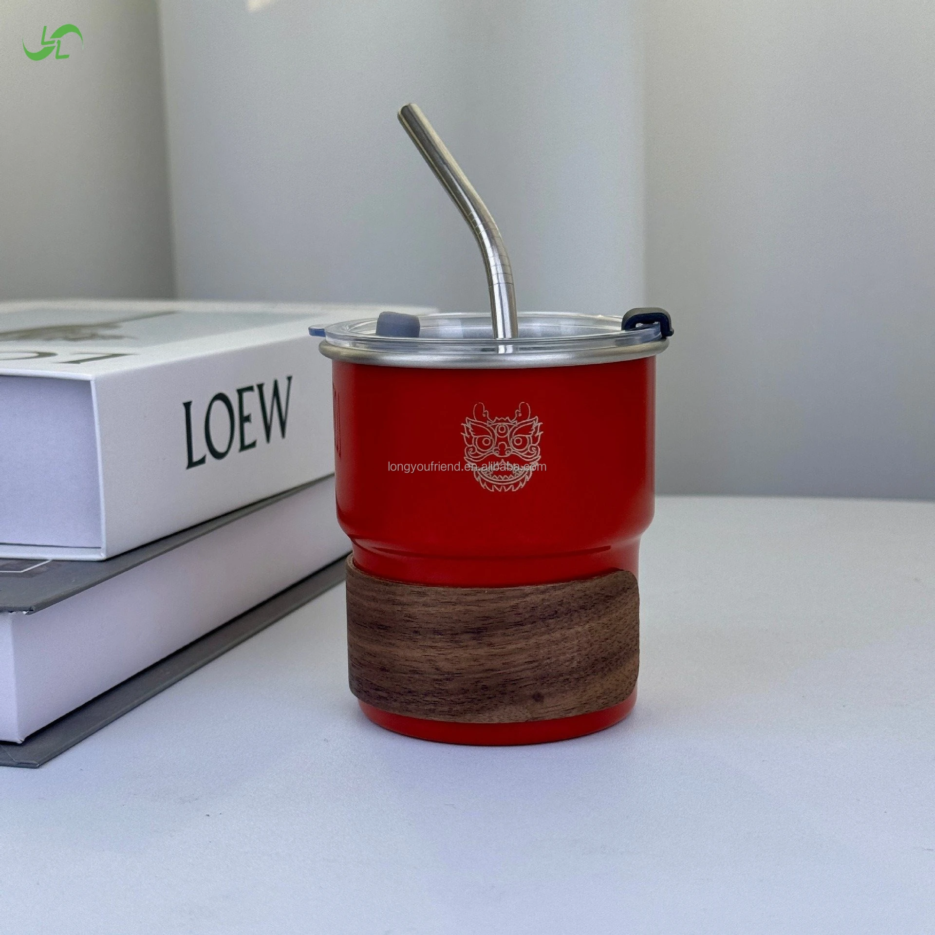 Customizable Logo 304 Stainless Steel Coffee or Beer Cup with Portable Straw and Lid Metal Body