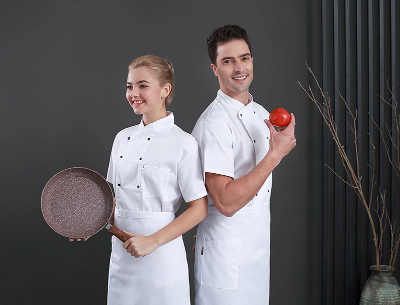 Custom Branded Professional Men Women Slim Sushi Pizza Pastry Chef Uniform Coat Jackets And Apron White Customized