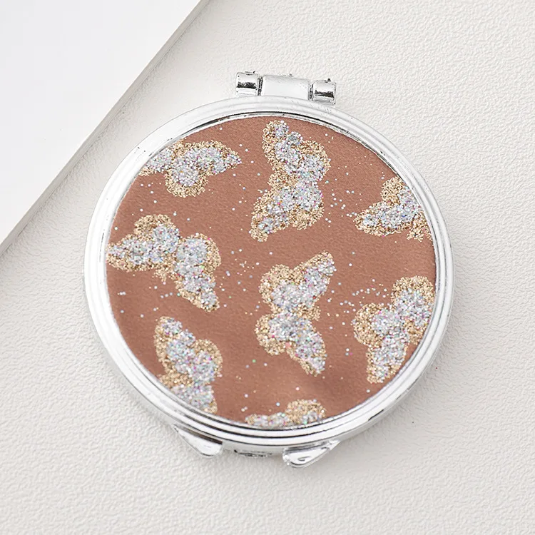 Custom Print Logo modern Cute Acrylic Pocket Round Mini portable metal Make Up Hand Mirror For Makeup Small Vanity Mirror