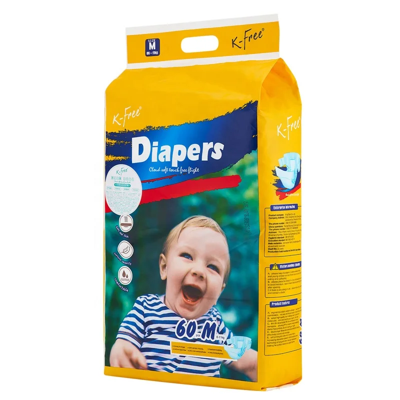 K-F:011-M- 60 шт./пакет OEM детские подгузники с принтом из микрофибры 6 раз + система гарантии покрытия слоев сухой и влажной кожи