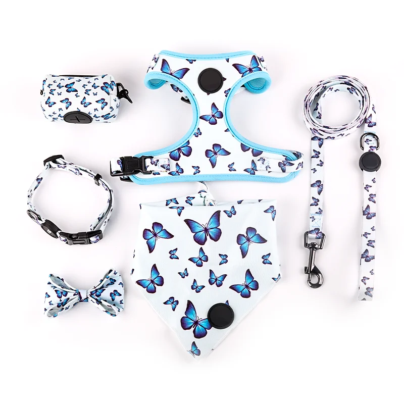 Custom Blue Pattern Dog Harness Set Bulk Buy Manufacturer
