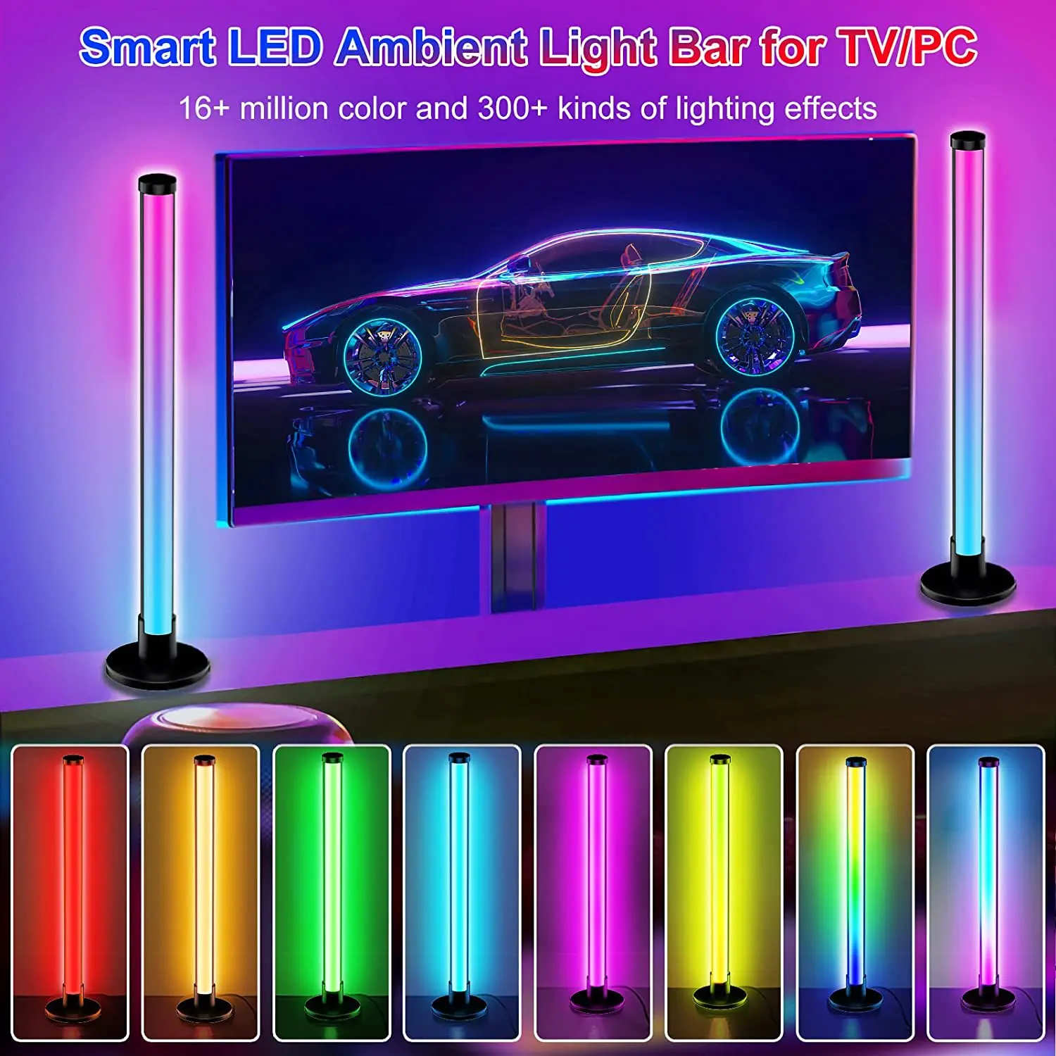 RGB Smart Light Bar Ambient Light with Scene Modes and Music Modes LED Picture Light for Gaming TV/PC