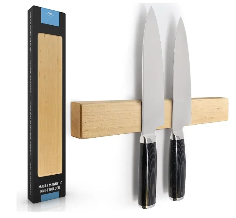 Seamless Maple Wood Magnetic Knife Holder Wooden Magnetic Knife Strip Magnet Holder for Wall with Easy Installation