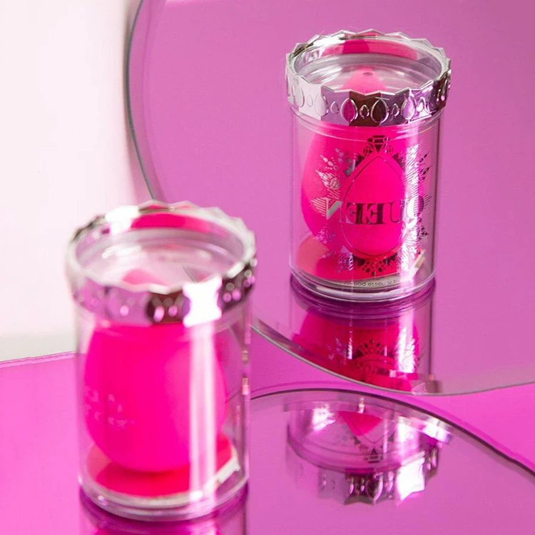 
Queen Cylinder Box Cosmetics Beauty Sponge Blender Latex-Free and Vegan Makeup Sponge - for Powder Cream or Liquid Application 