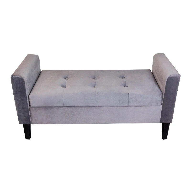 
Best selling fancy home velvet storage bench with armrest for living room 