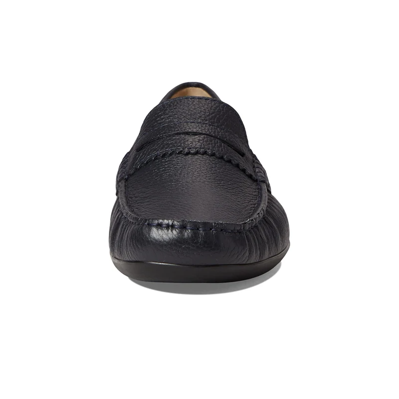 CHOOZII Men Classic Black Genuine Leather Light Weight Flexible Rubber Sole Loafers