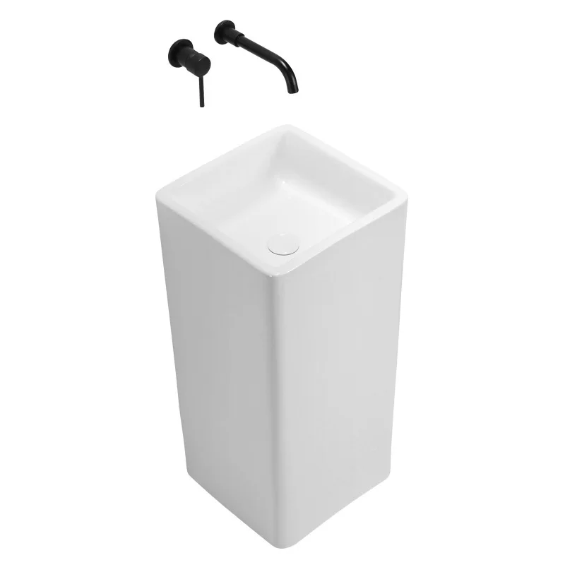 Wholesale Luxury Modern Hotel Freestanding One Piece Sanitary Ware Ceramic Hand Wash Pedestal Sink Bathroom Basin