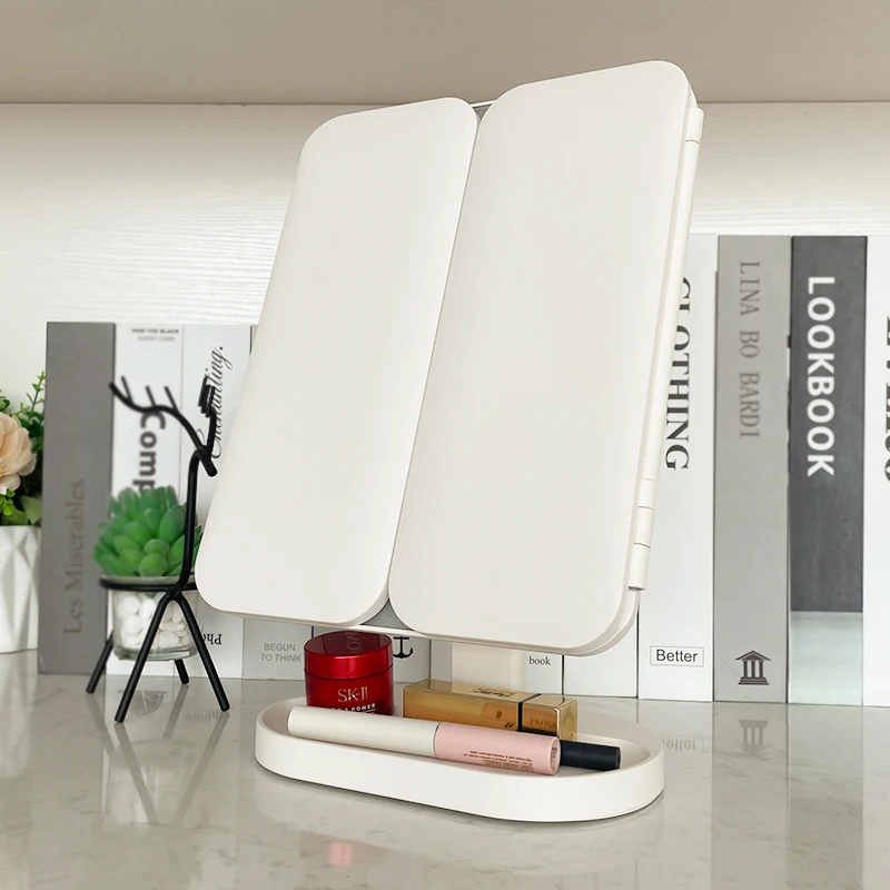 Square Skin Texture Luxury Dry Battery Travel Portable Luxury Custom LED smart makeup mirror