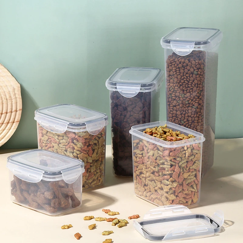 Wholesale 24 Pcs Set Plastic Pet Cat Dog Food Storage Container Dog Food Storage Bin Storage Tank  Moistureproof Sealed Food Jar