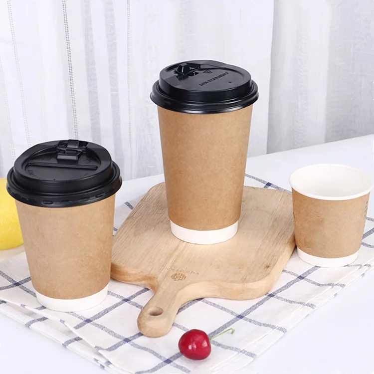 22oz disposable good heat resistant double wall kraft paper coffee cups