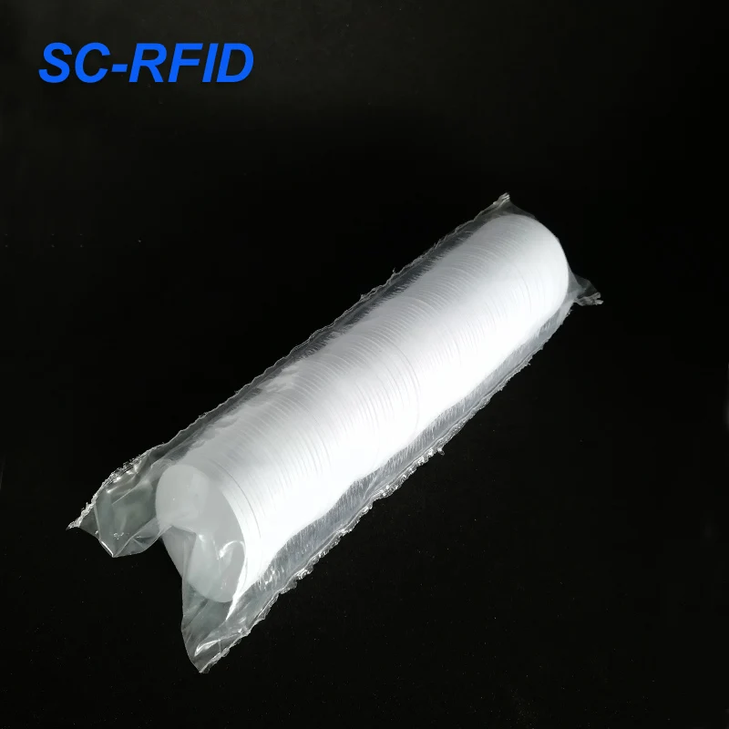 Factory Price White PVC RFID Coin Tags 13.56MHz Small Card 25mm Diameter Size Waterproof ISO 14443a access control