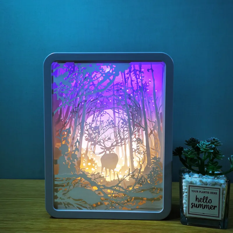 Romantic love 3d creative visualization illusion paper lamp home decor night led light gift carving